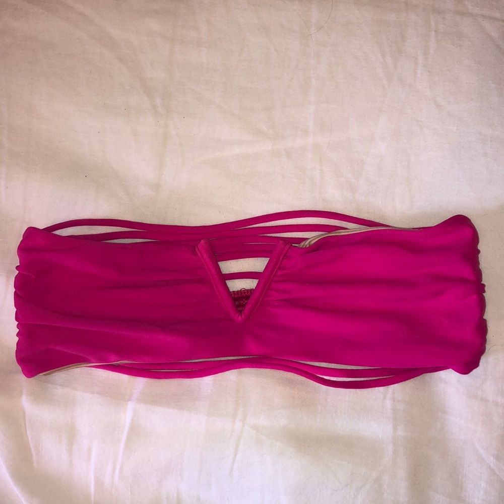 Acacia swimwear pink bandeau bikini top